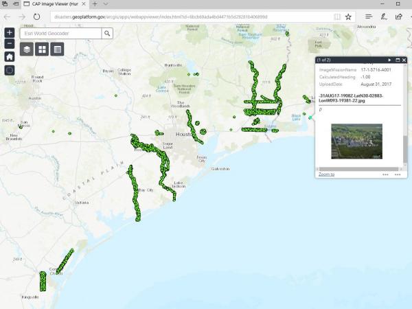 Map of air photos of Harvey flooding