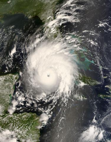 Hurricane Gustav entering the Gulf of Mexico