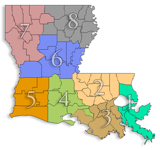 map of Louisiana Planning and Development Districts