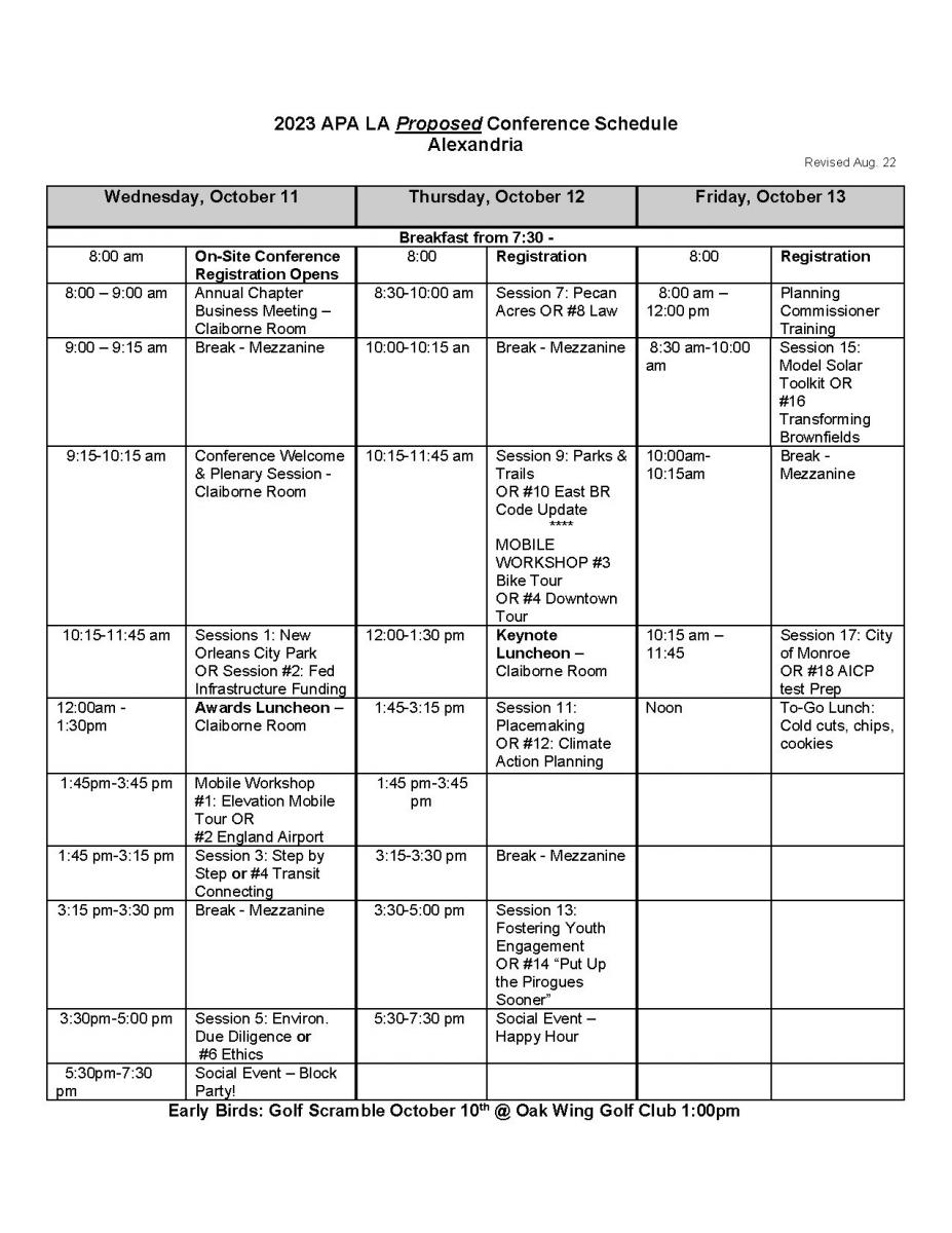 Conference Schedule Matrix